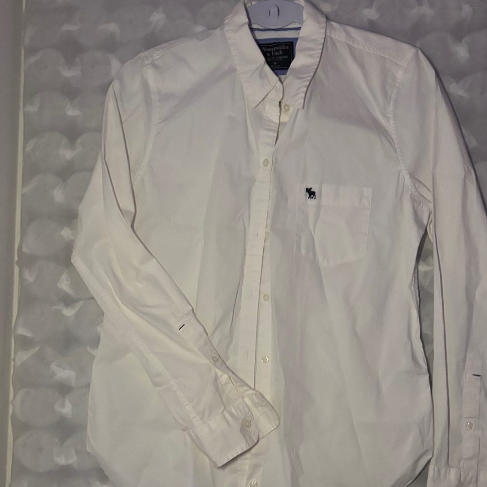 Abercrombie & Fitch White Casual Button Down Shirt